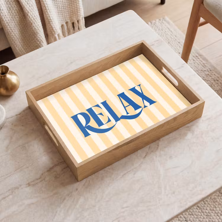Dienblad - Blauw - Geel - Strepen - Relax — 2