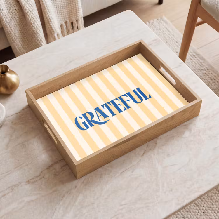 Dienblad - Blauw - Geel - Strepen - Grateful — 2