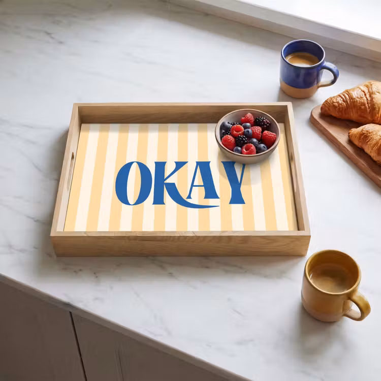Dienblad - Blauw - Geel - Strepen - Okay — 4