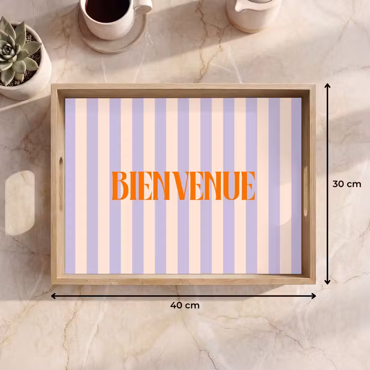 Dienblad - Lila - Oranje - Strepen - Bienvenue — 9