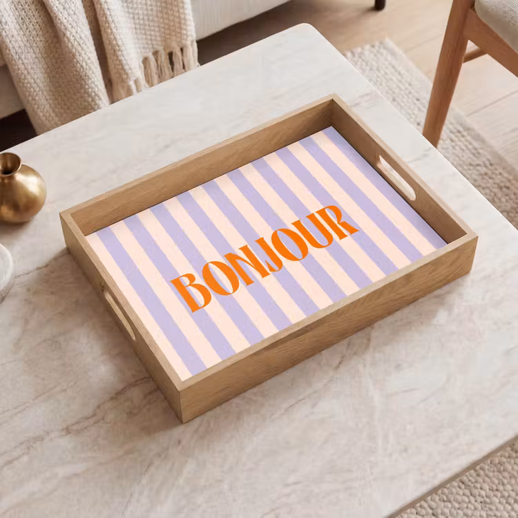 Dienblad - Lila - Oranje - Strepen - Bonjour — 2