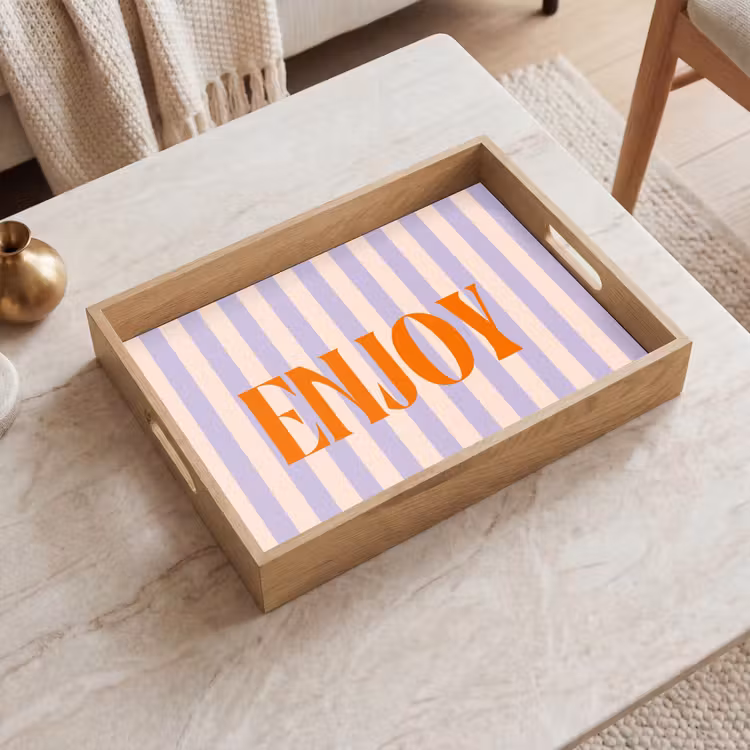 Dienblad - Lila - Oranje - Strepen - Enjoy — 2