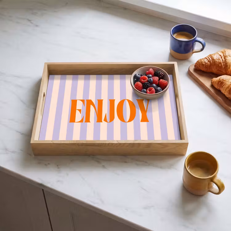 Dienblad - Lila - Oranje - Strepen - Enjoy — 4