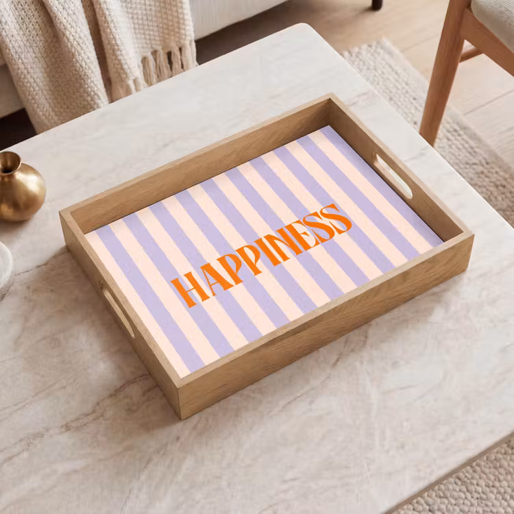 Dienblad - Lila - Oranje - Strepen - Happiness — 2