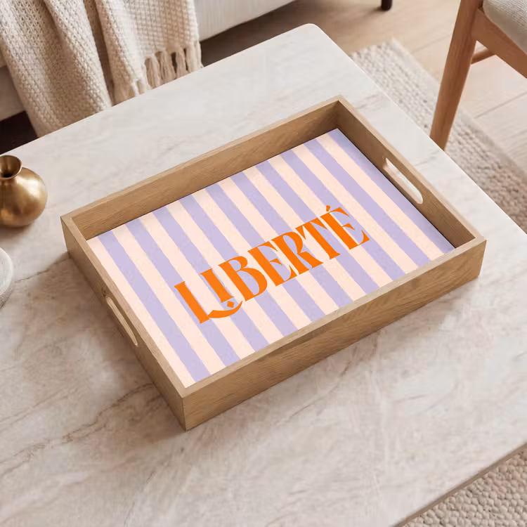 Dienblad - Lila - Oranje - Strepen - Liberté — 2