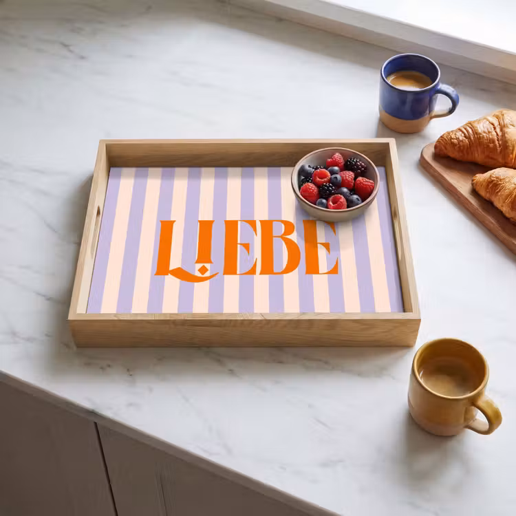 Dienblad - Lila - Oranje - Strepen - Liebe — 4