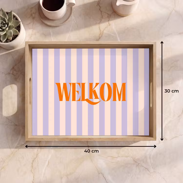 Dienblad - Lila - Oranje - Strepen - Welkom — 9