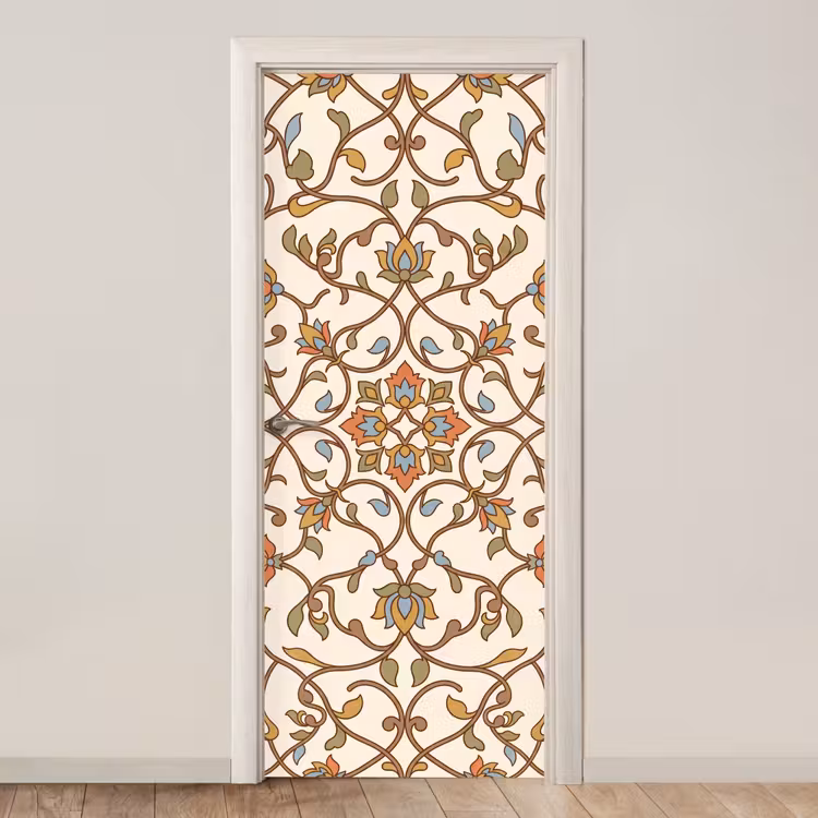 Deursticker - Patroon - Bloemen - Ornament - Kleurrijk — 1