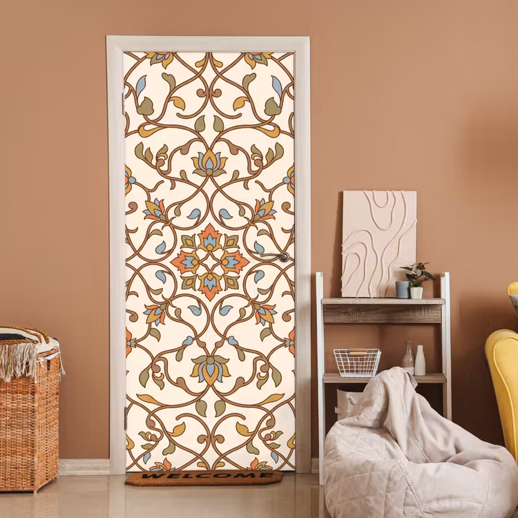 Deursticker - Patroon - Bloemen - Ornament - Kleurrijk — 2