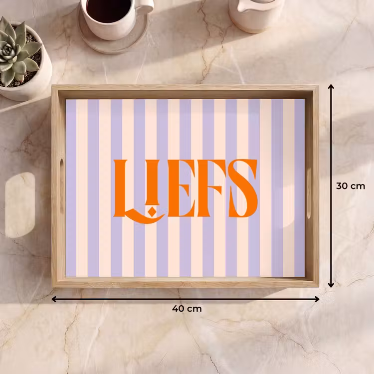 Dienblad - Lila - Oranje - Strepen - Liefs — 9