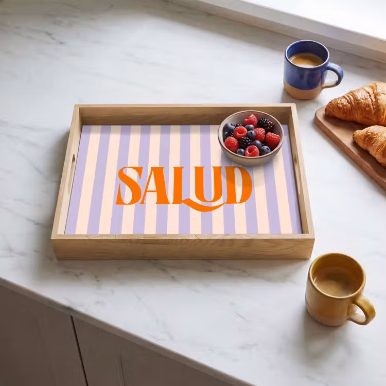 Dienblad - Lila - Oranje - Strepen - Salud — 4
