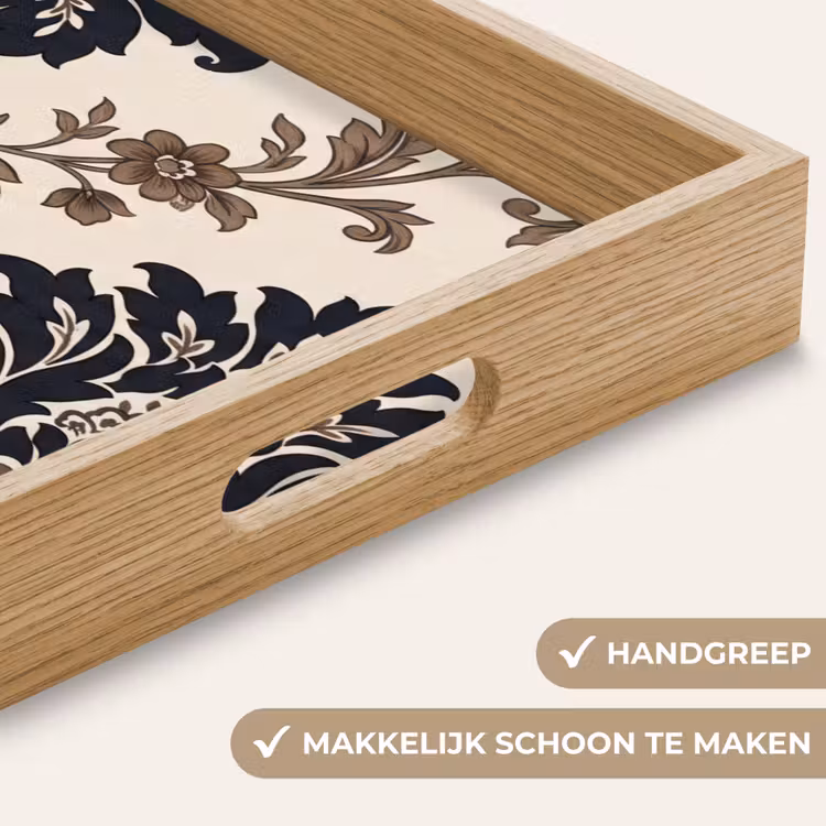 Dienblad - Patroon - Floraal - Klassiek - Beige-blauw — 5