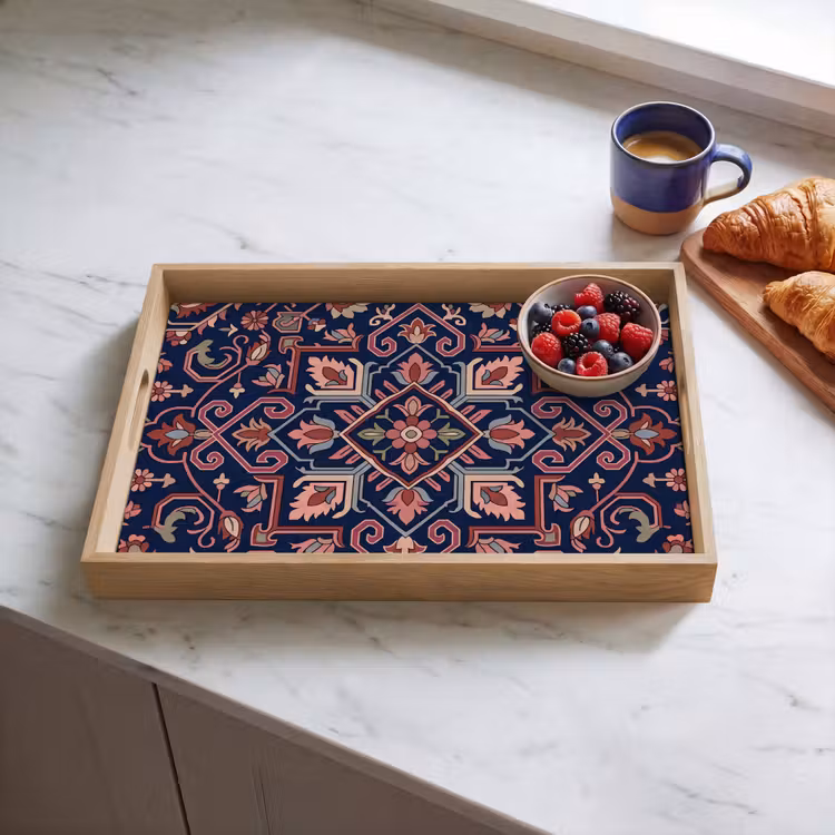 Dienblad - Patroon - Oosters - Floraal - Blauw - Klassiek — 4