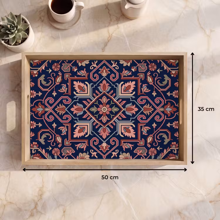 Dienblad - Patroon - Oosters - Floraal - Blauw - Klassiek — 9