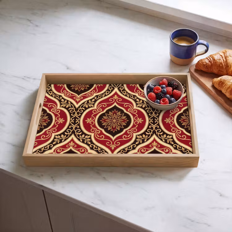 Dienblad - Patroon - Ornament - Barok - Rood - Goud — 4