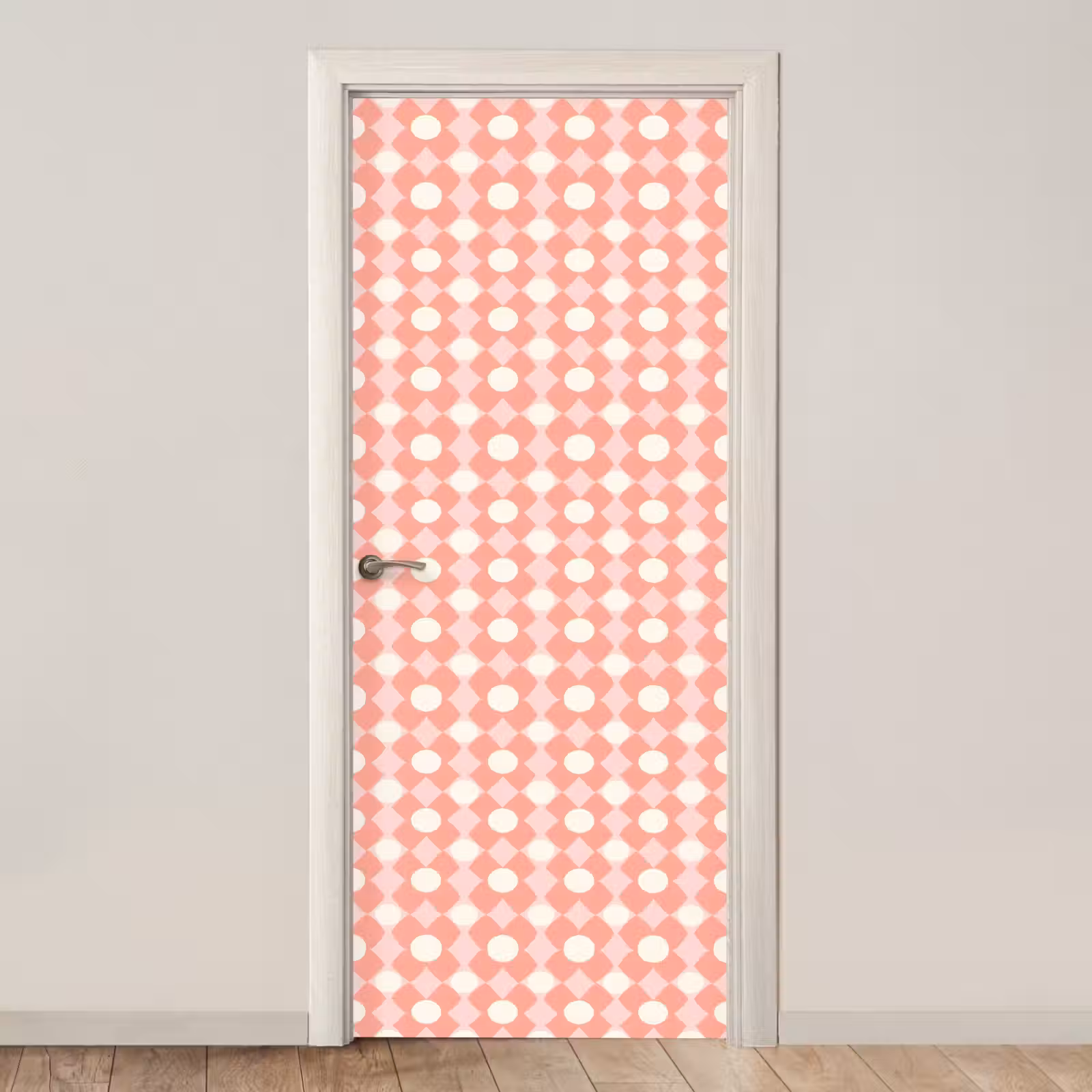 Deursticker - Koraal - Retro - Geometrisch - Patroon — 1