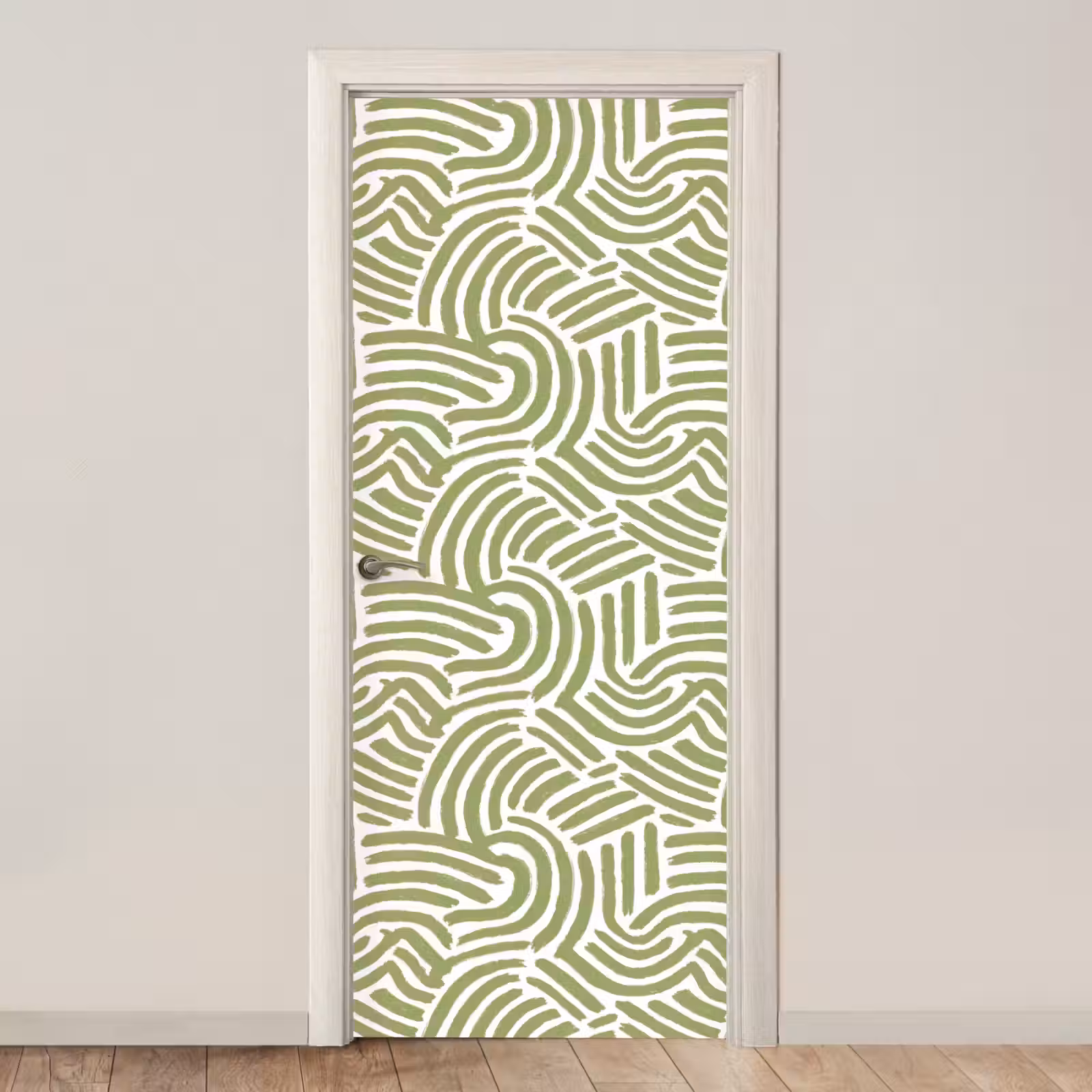Deursticker - Saliegroen - Abstract - Bogen - Handgetekend - Patroon — 1