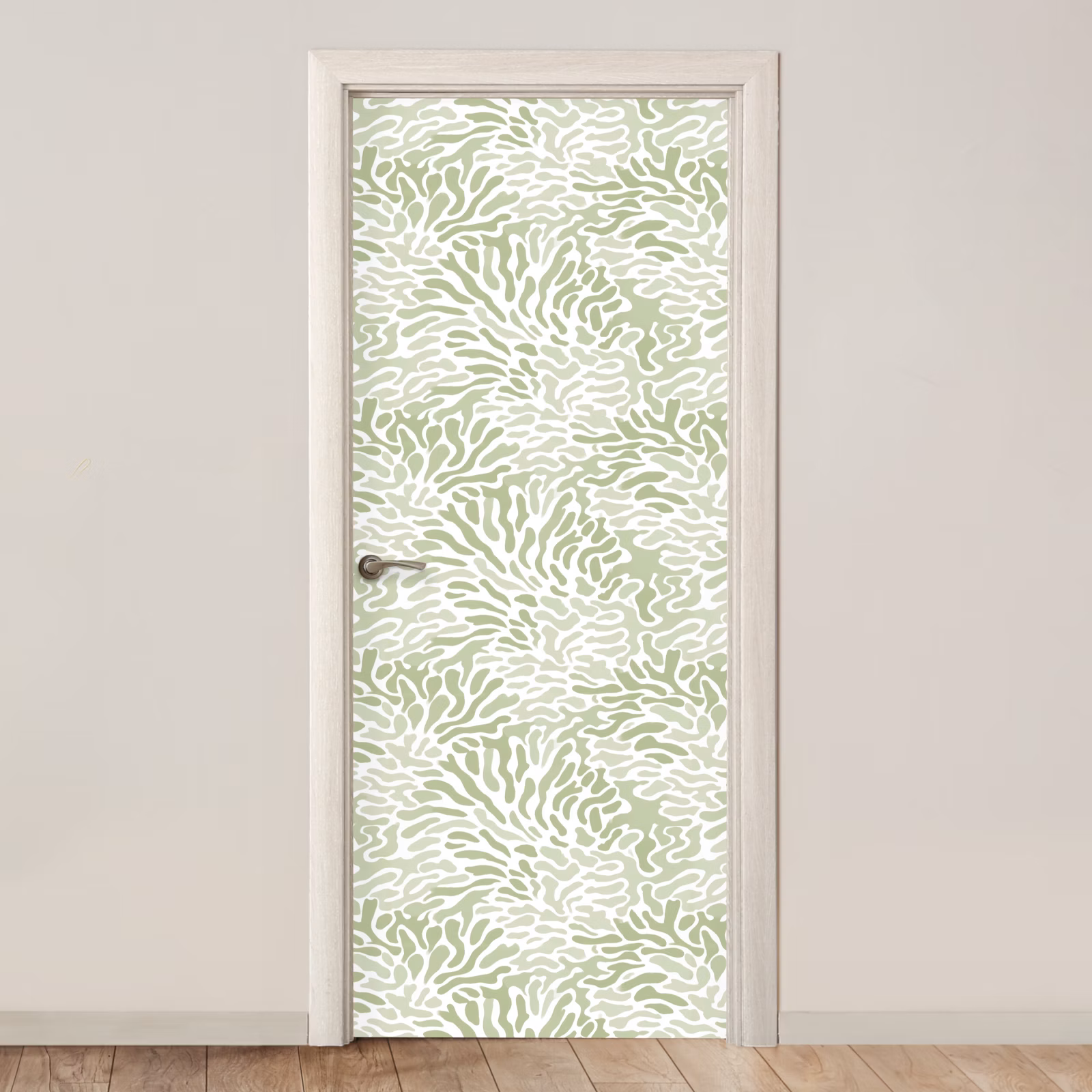 Deursticker - Saliegroen - Abstract - Organisch - Koraal - Patroon — 1