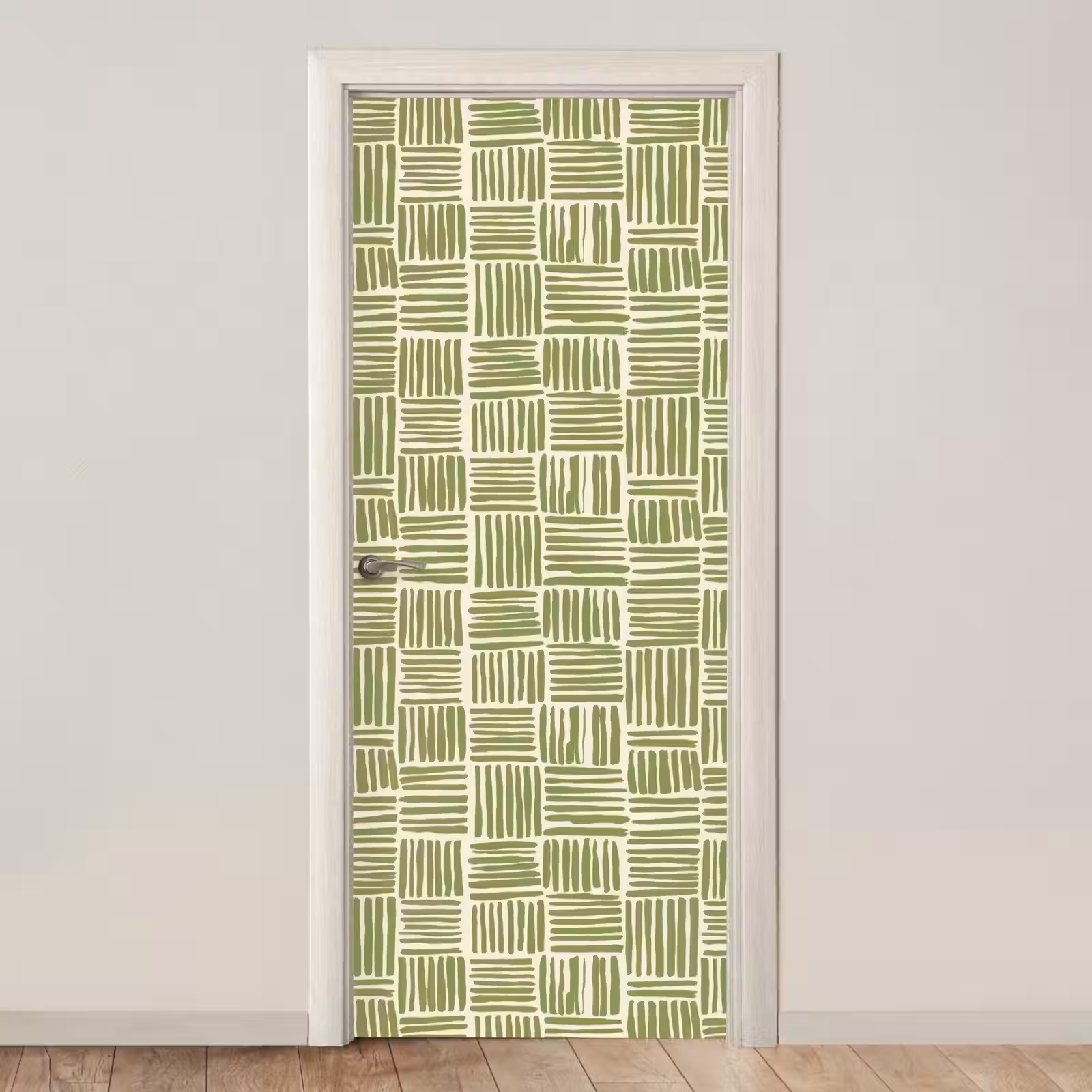 Deursticker - Saliegroen - Blokken - Handgetekend - Patroon — 1