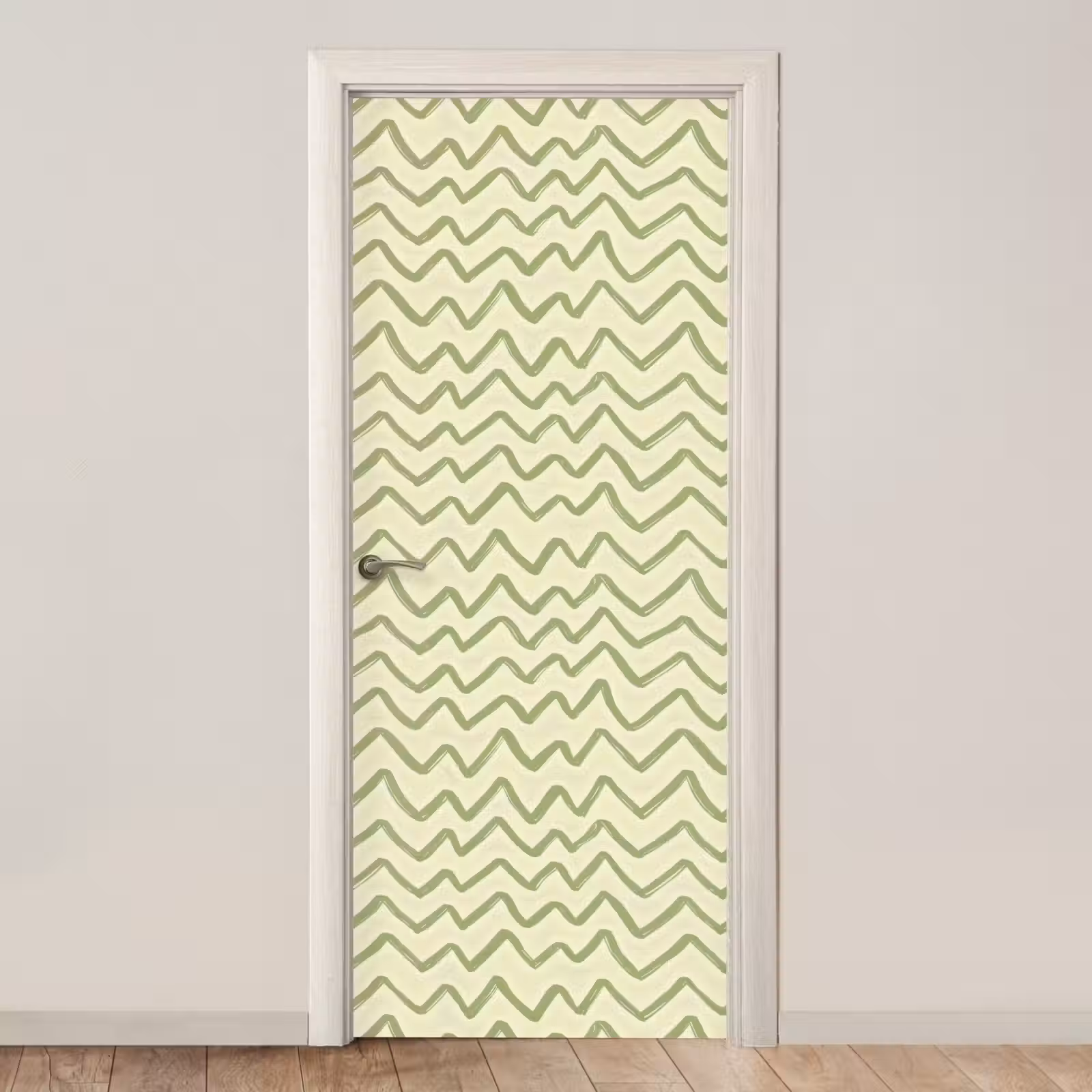 Deursticker - Saliegroen - Zigzag - Handgetekend - Patroon — 1