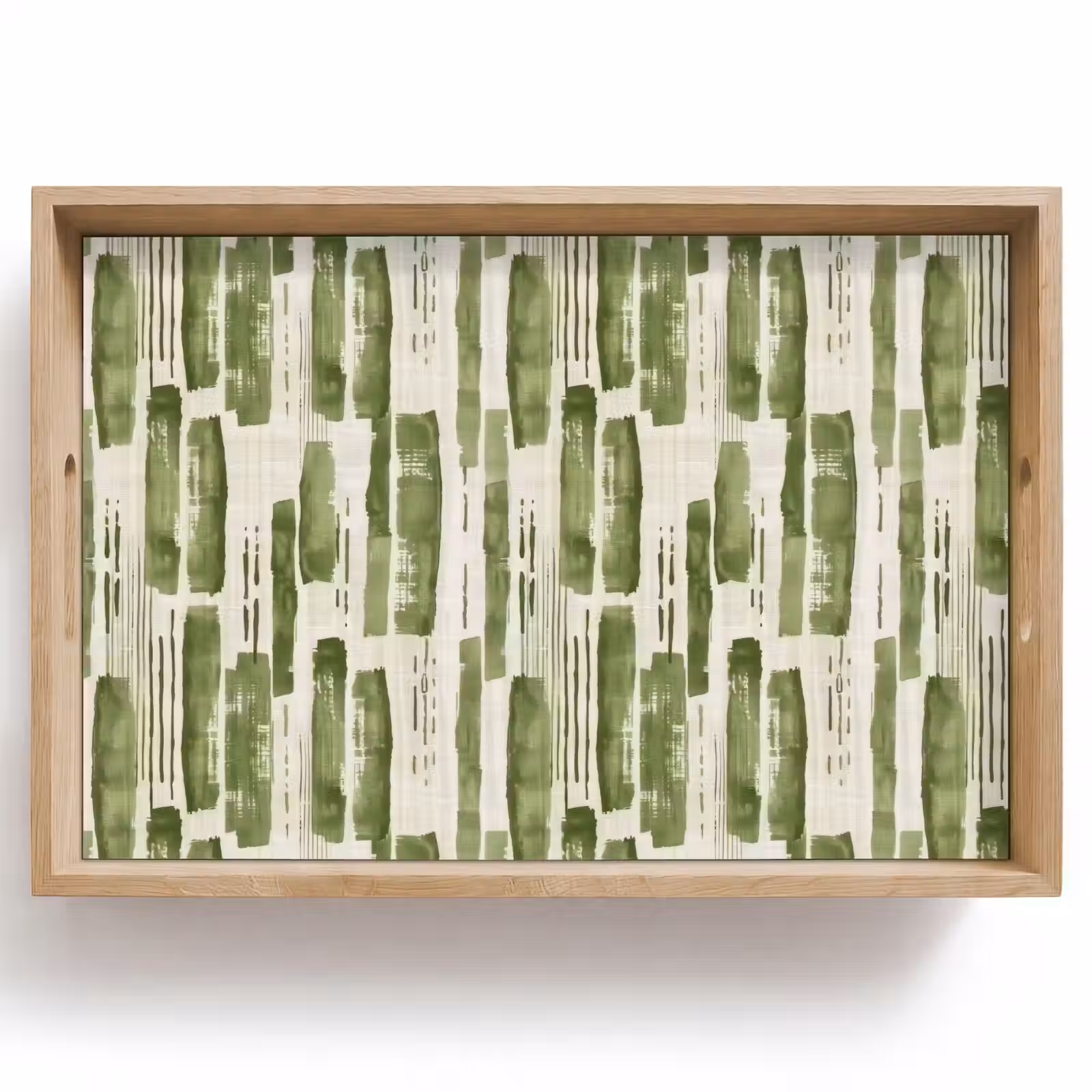 Dienblad - Groen - Abstract - Penseelstreken - Linnen - Patroon — 1
