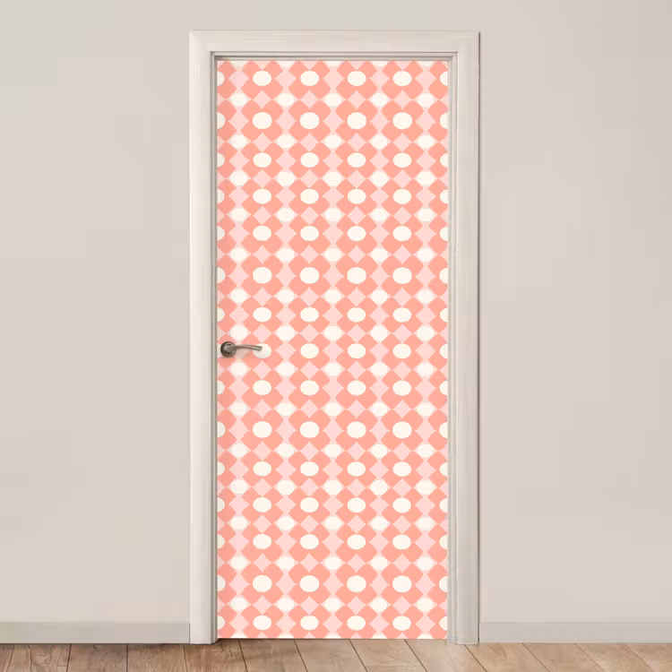 Deursticker - Koraal - Retro - Geometrisch - Patroon — 1