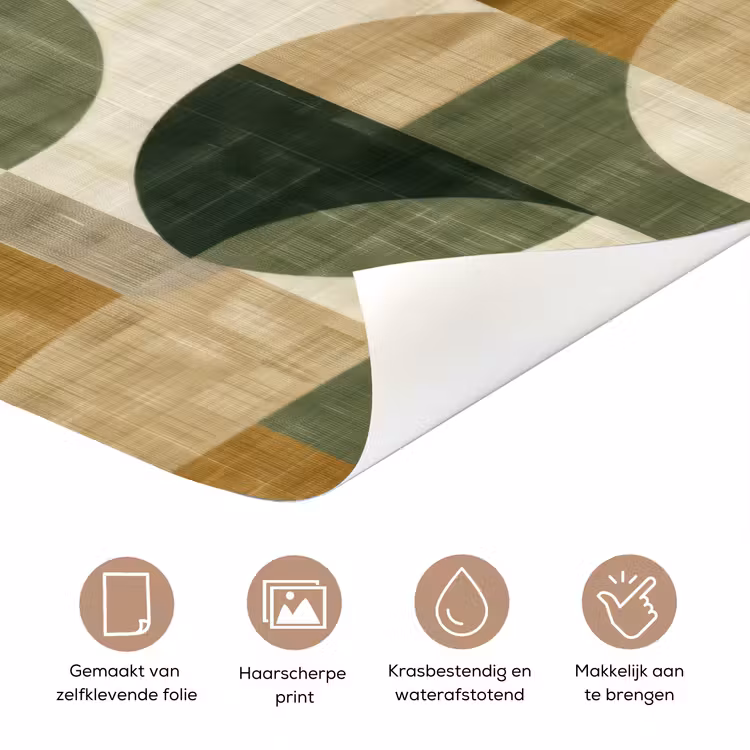 Deursticker - Olijfgroen - Geometrisch - Abstract - Mid-Century - Linnen - Patroon — 3