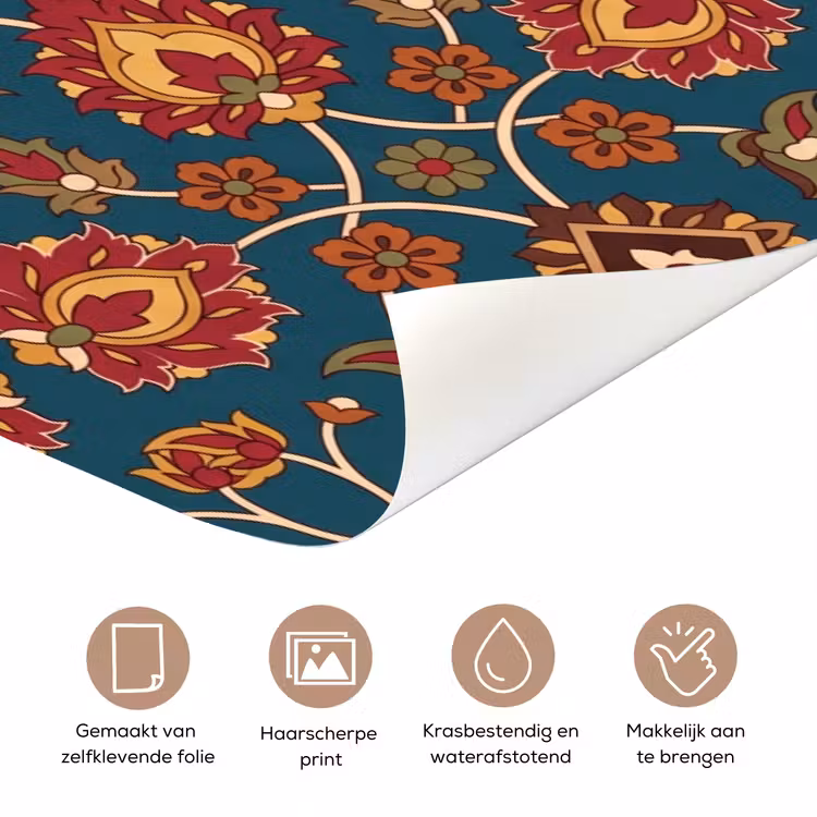 Deursticker - Ornament - Flora - Traditioneel - Klassiek - Blauwgroen — 3