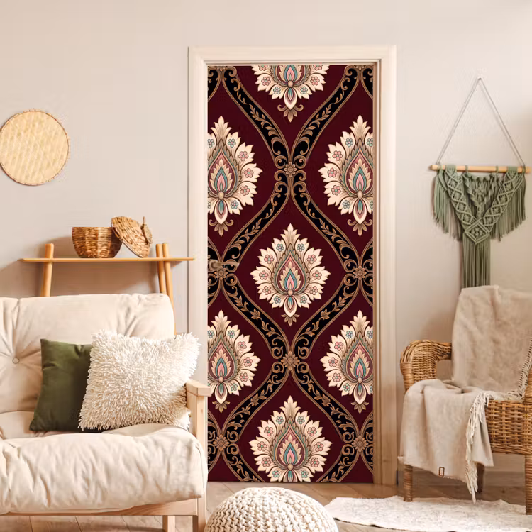 Deursticker - Patroon - Bloemmotief - Decoratie - Klassiek - Rood — 4