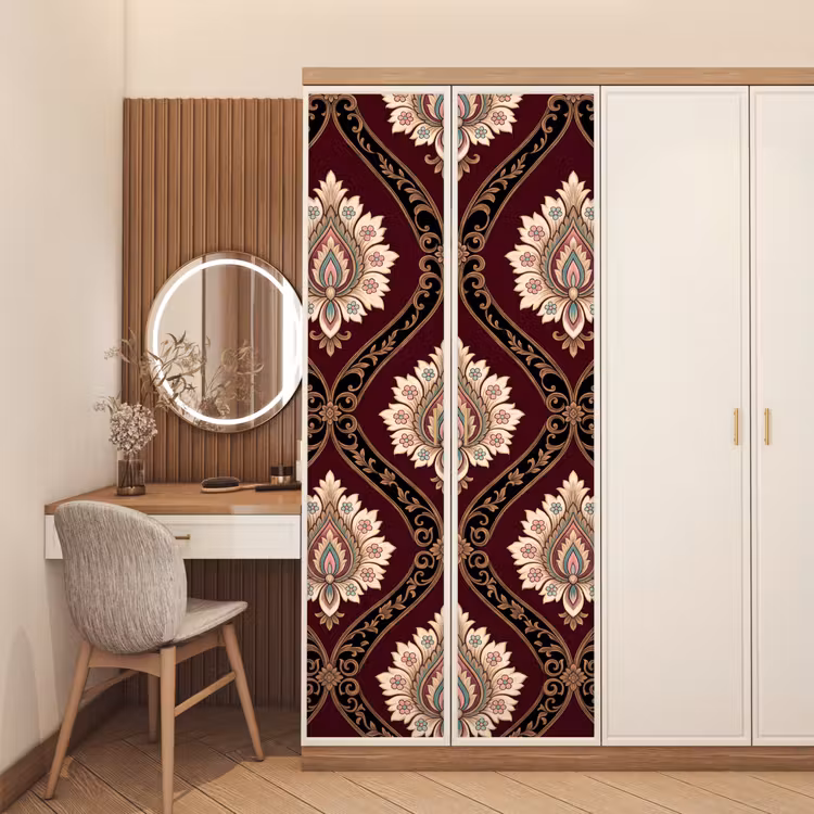 Deursticker - Patroon - Bloemmotief - Decoratie - Klassiek - Rood — 5
