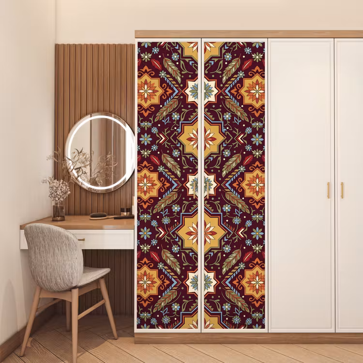 Deursticker - Patroon - Floraal - Geometrisch - Kleurrijk - Decoratie — 5