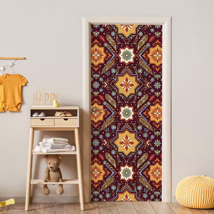 Deursticker - Patroon - Floraal - Geometrisch - Kleurrijk - Decoratie — 6