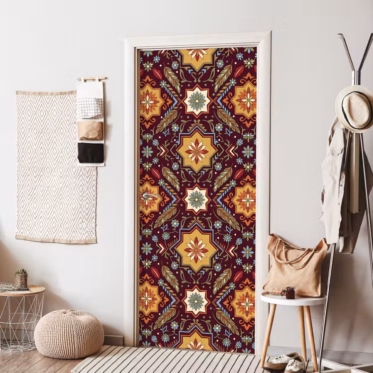Deursticker - Patroon - Floraal - Geometrisch - Kleurrijk - Decoratie — 8