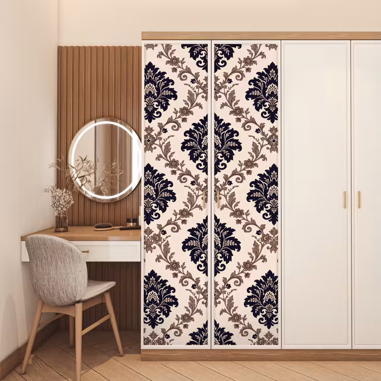 Deursticker - Patroon - Floraal - Klassiek - Beige-blauw — 5