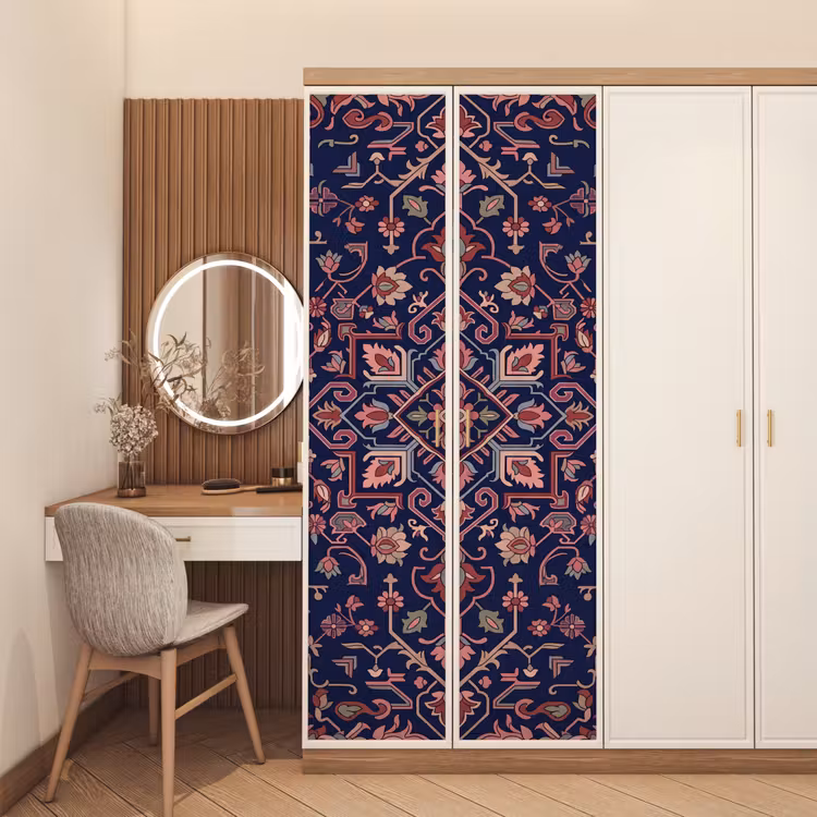 Deursticker - Patroon - Oosters - Floraal - Blauw - Klassiek — 5