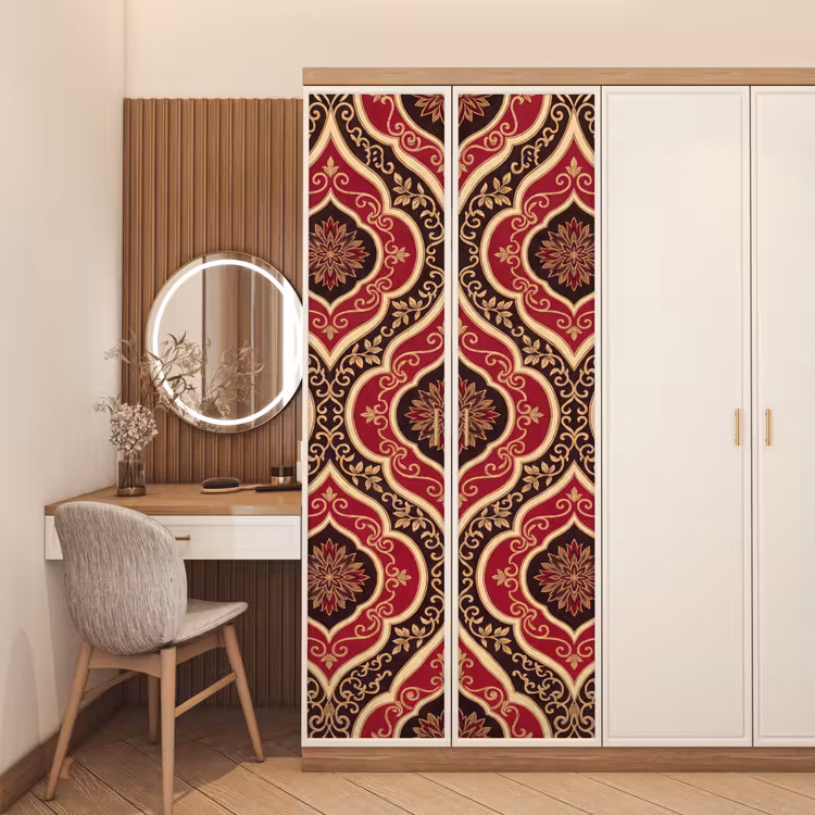 Deursticker - Patroon - Ornament - Barok - Rood - Goud — 5