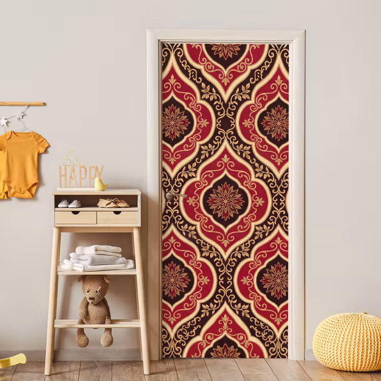 Deursticker - Patroon - Ornament - Barok - Rood - Goud — 6