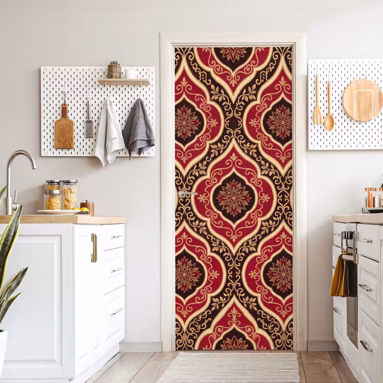 Deursticker - Patroon - Ornament - Barok - Rood - Goud — 7