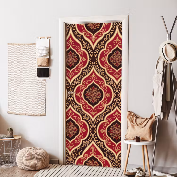 Deursticker - Patroon - Ornament - Barok - Rood - Goud — 8