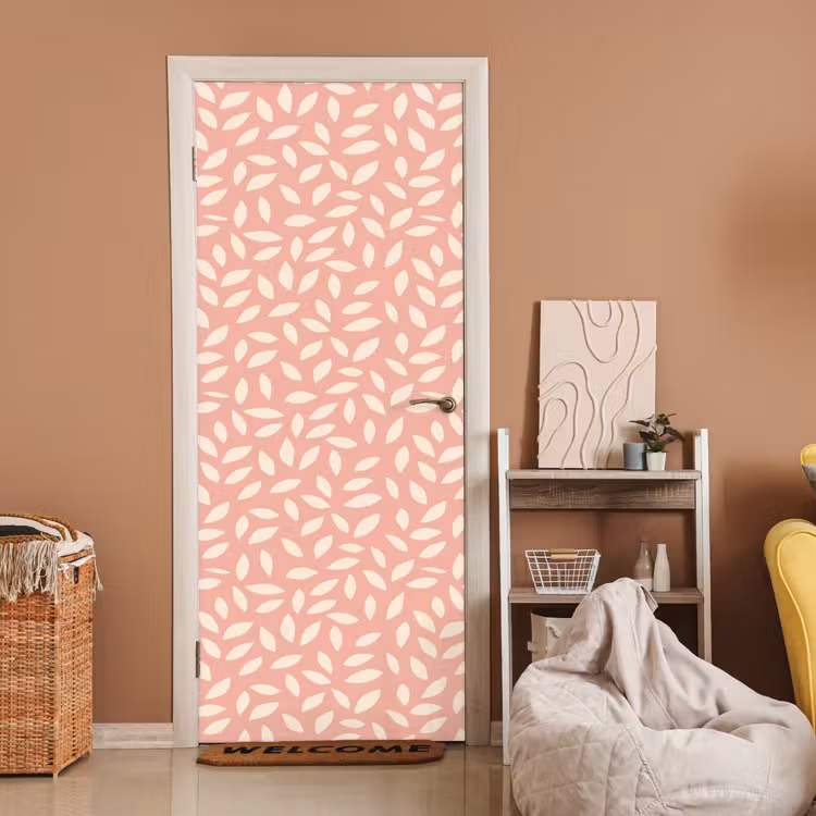 Deursticker - Roze - Bladeren - Speels - Patroon — 2