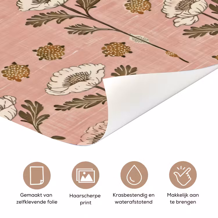 Deursticker - Roze - Bloemen - Vintage - Textuur — 3