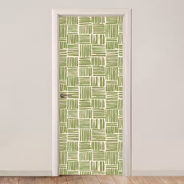 Deursticker - Saliegroen - Blokken - Handgetekend - Patroon — 1
