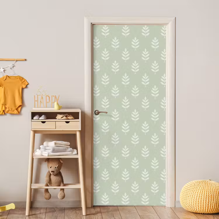 Deursticker - Saliegroen - Botanisch - Takjes - Minimalistisch - Patroon — 6