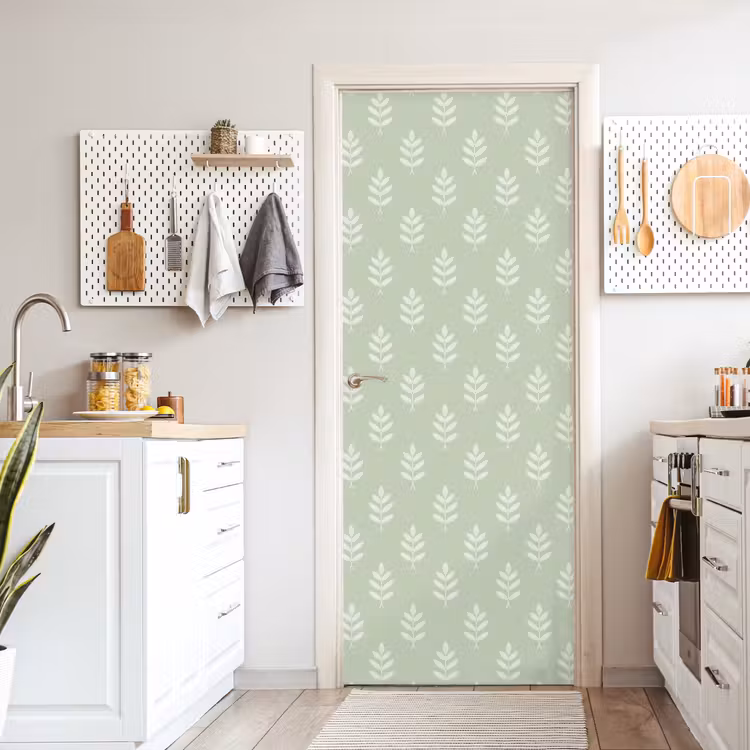 Deursticker - Saliegroen - Botanisch - Takjes - Minimalistisch - Patroon — 7