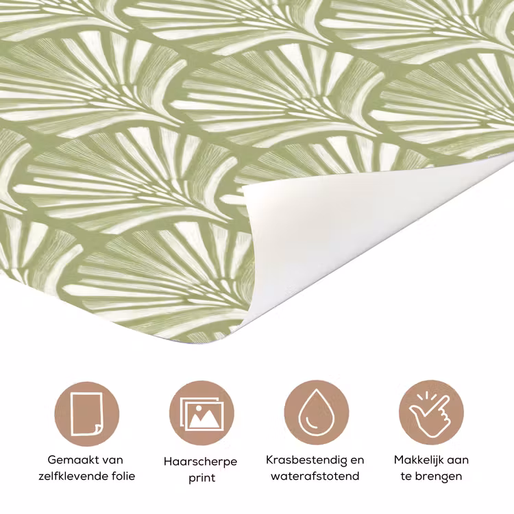 Deursticker - Saliegroen - Ginkgo Biloba - Waaier - Patroon — 3