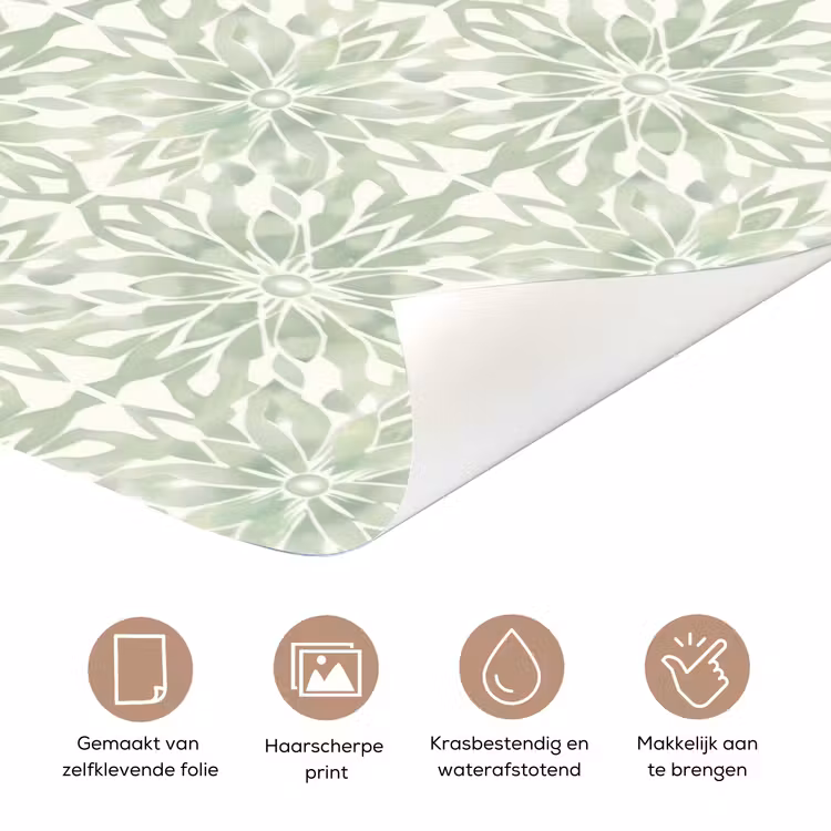Deursticker - Saliegroen - Symmetrisch - Mandala - Ornament - Patroon — 3