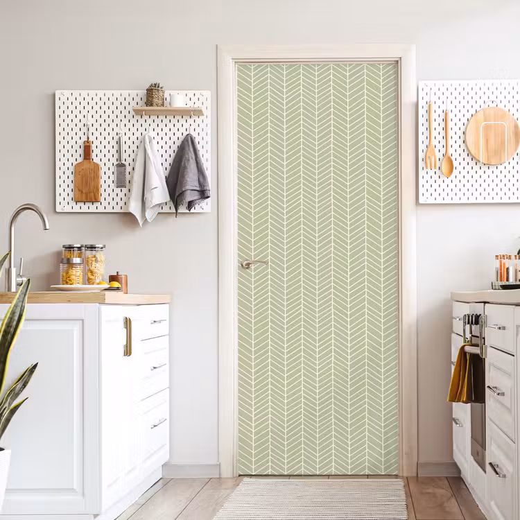 Deursticker - Saliegroen - Visgraat - Geometrisch - Patroon — 7