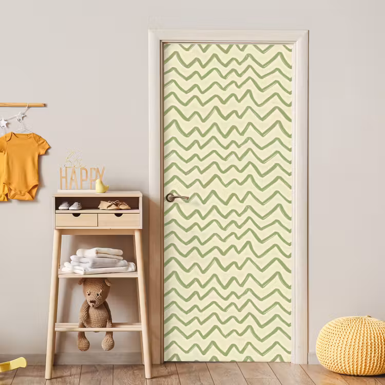 Deursticker - Saliegroen - Zigzag - Handgetekend - Patroon — 6