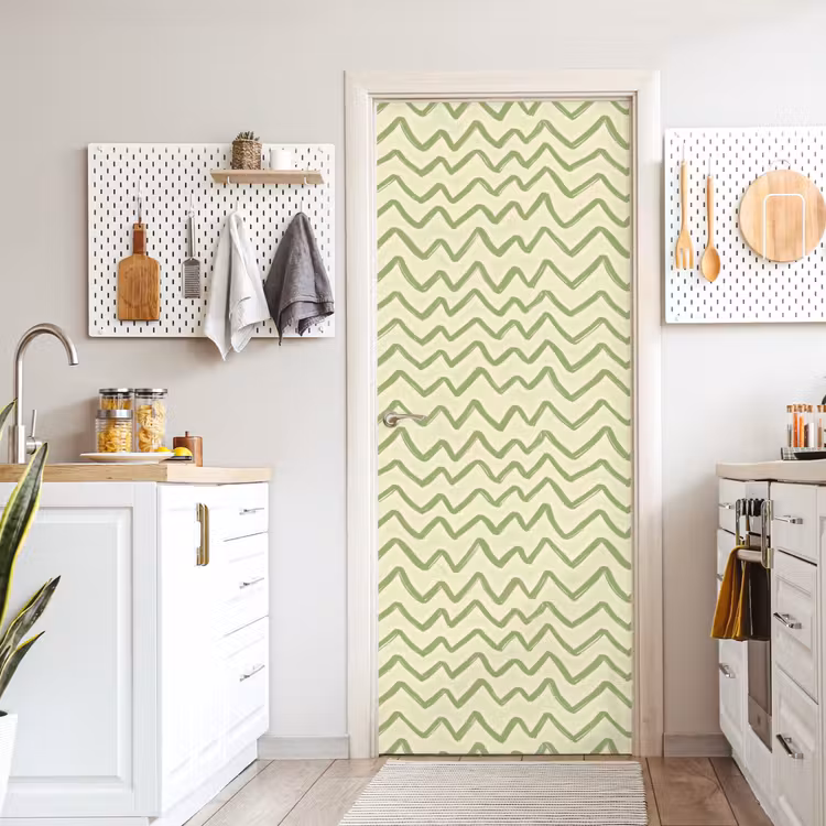 Deursticker - Saliegroen - Zigzag - Handgetekend - Patroon — 7