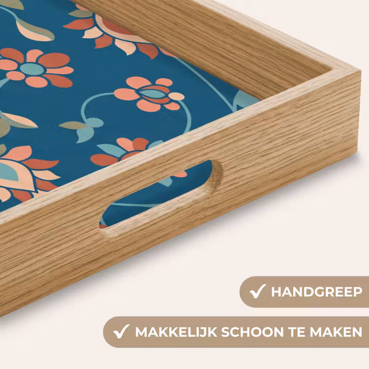 Dienblad - Bloemen - Patroon - Natuur - Ornament - Blauw — 5